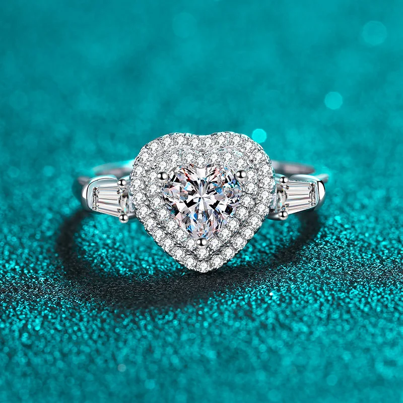 Tancise Luxury Engagement 1 Carat Heart Cut Moissanite Anelli per le donne Gioielli da sposa in argento sterling placcato platino_voghion.com