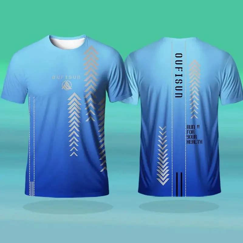 

Men's T-shirt Gradient Pattern Outdoor Sports Running T-shirts 3D Printed shirt Comfortable Quick Drying Short Sleeve Unisex Top