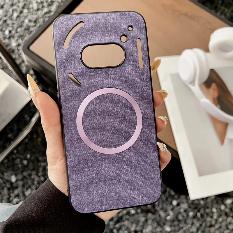 Magnetic TPU + PC Anti-Slip Ultra Thin Woven Textile Cloth Pattern Phone Case Cover