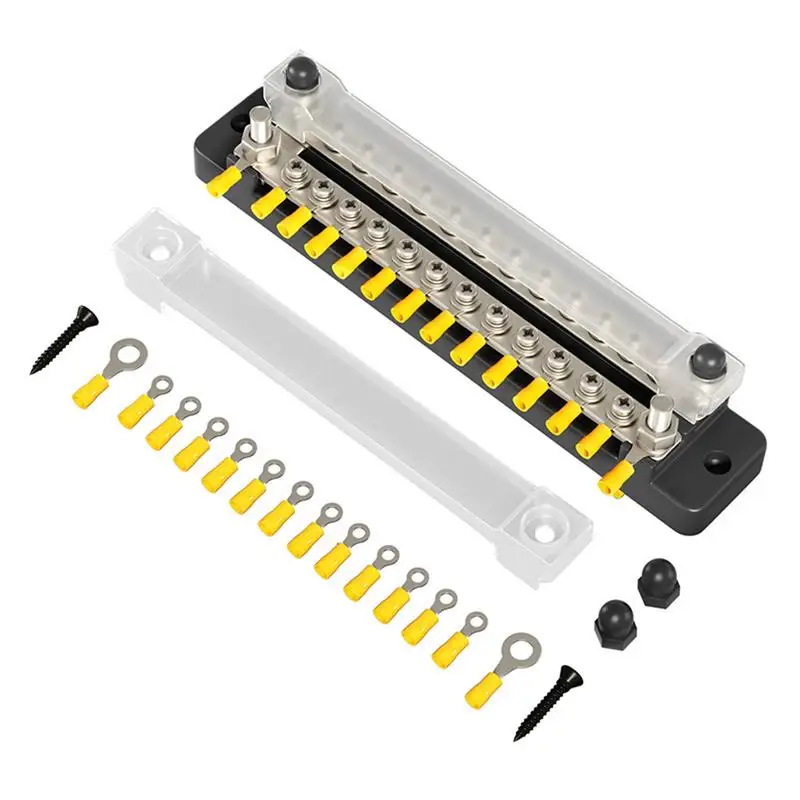 

Marine Terminal Block Double Row 12-way Bus Bar 12 Positions Dual Row 150A Screw Terminal Strip Blocks With Cover 12 Positions