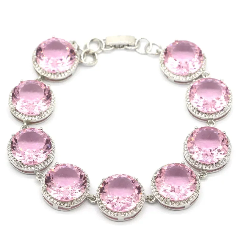 26g 925 SOLID STERLING SILVER Customized BRACELET Gorgeous Smoky Topaz Aquamarine Swiss Blue Kunzite Tourmaline CZ Daily Wear 7.