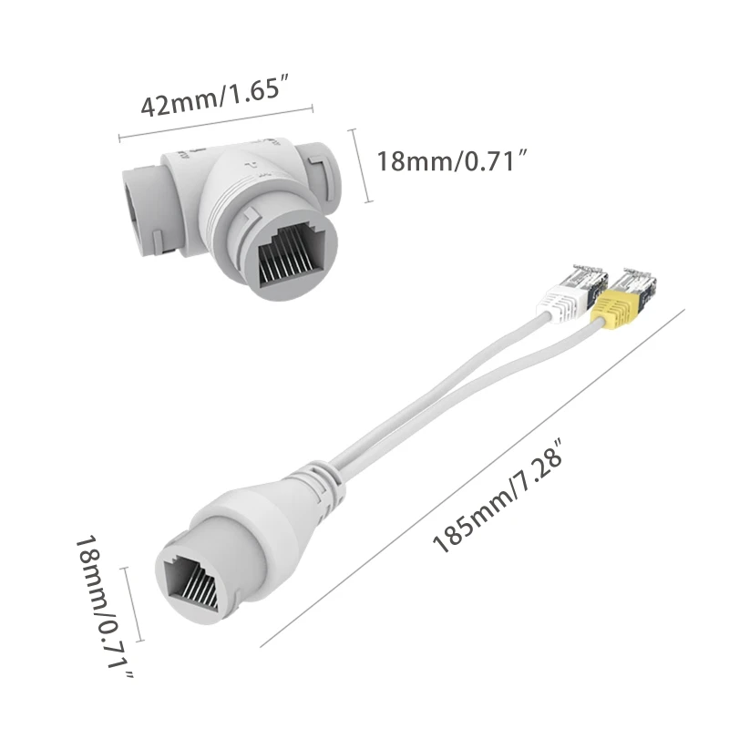 POE 분배기 2-in-1 네트워크 케이블링 커넥터 3방향 RJ45 커넥터 카메라