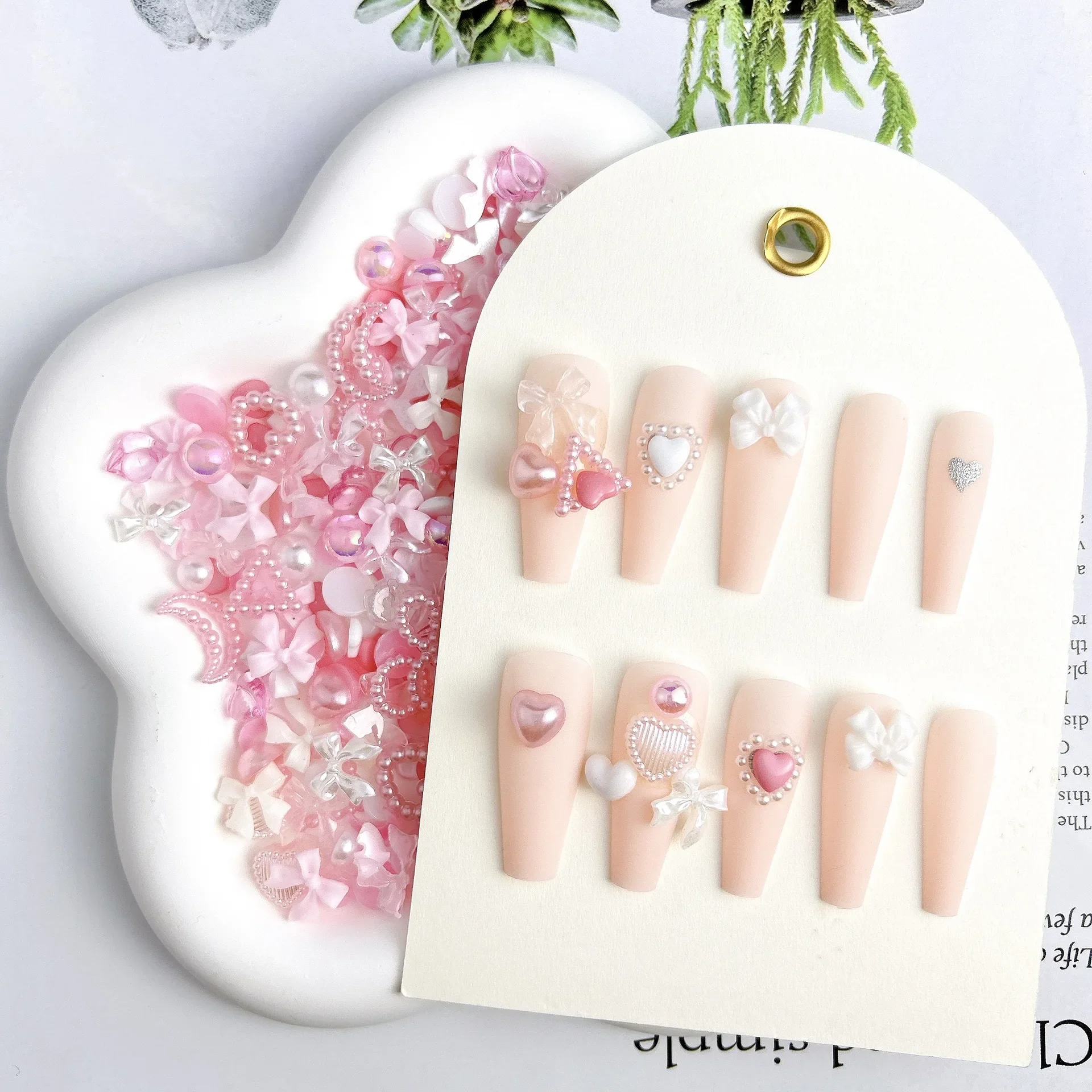 50PCS Pink series Mixed Design 3D Arcylic Nail Art Decorations Charms Exqusite Acrylic Jewelry kawaii Nail  DIY Nail Accessories 5