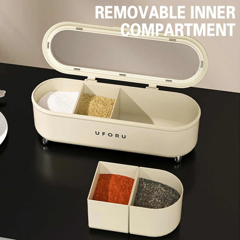 4 Grid Seasoning Box Large Capacity Sealed Spice Jar Multi-Purpose