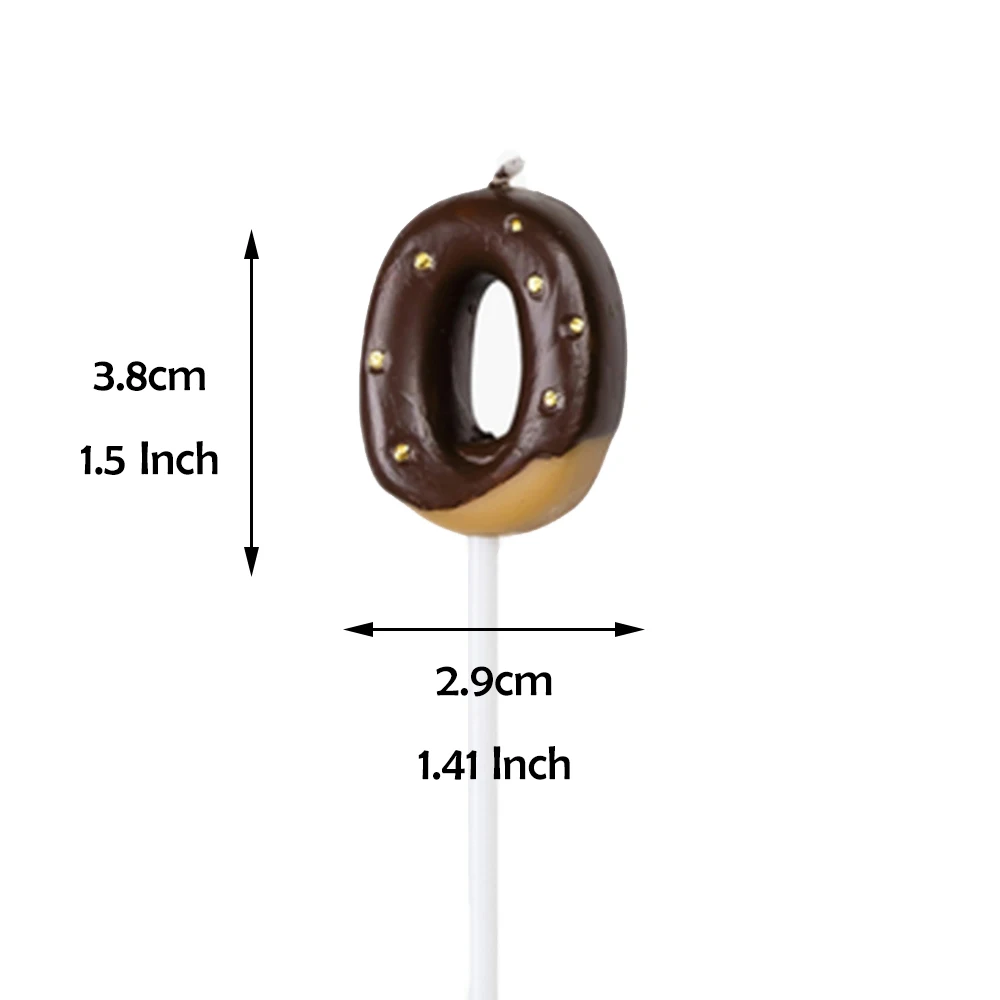 1pc Donut Digital Candles Sweet Chocolate Biscuits For Cake Topper 0-9 Number Wishing Gradient Party Dessert Table Dress Up