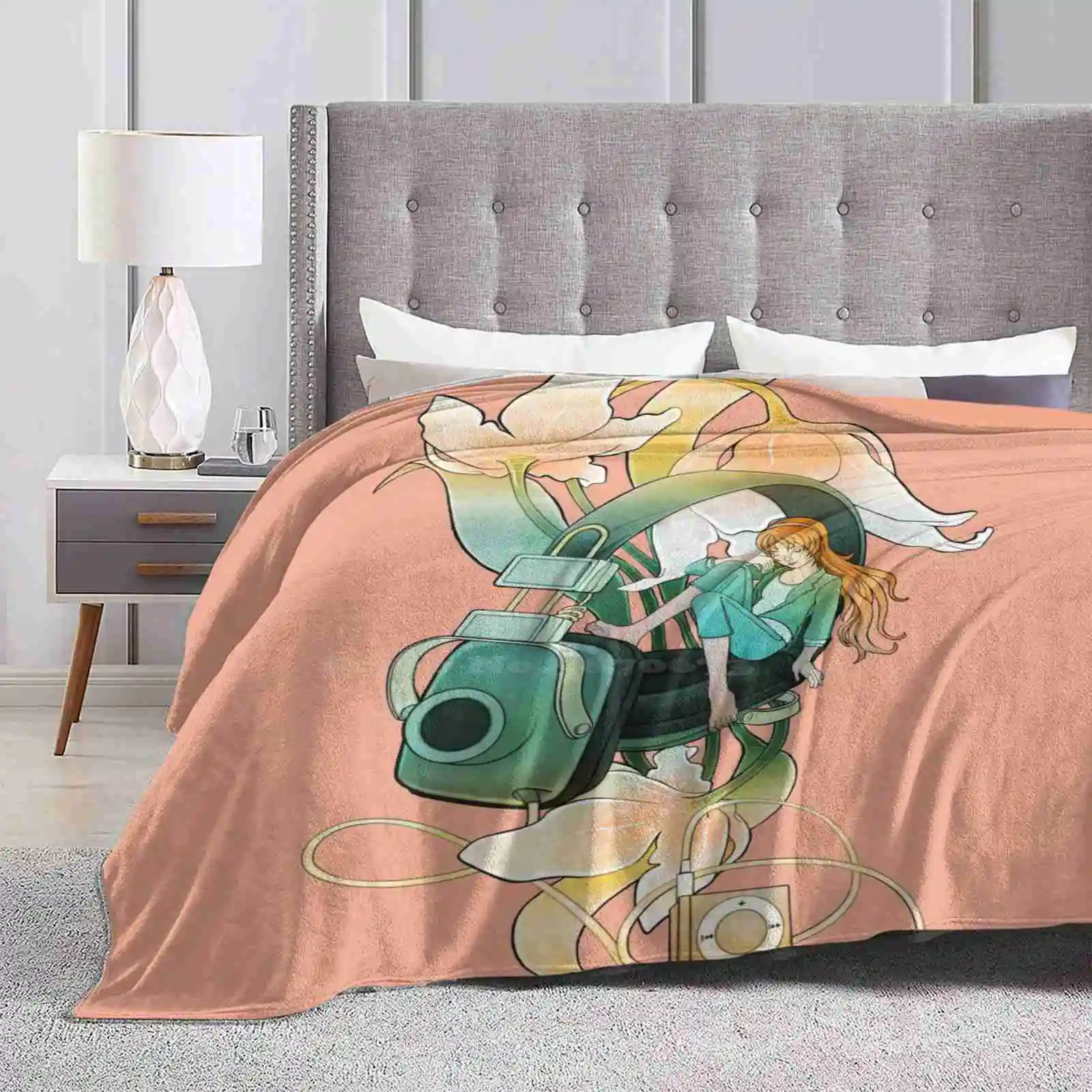 Thumbelina-Peach New Print Novità Fashion Soft Warm Coperta Thumbelina Music Happy Calm Peach Girl Cuffie Per L'Ascolto