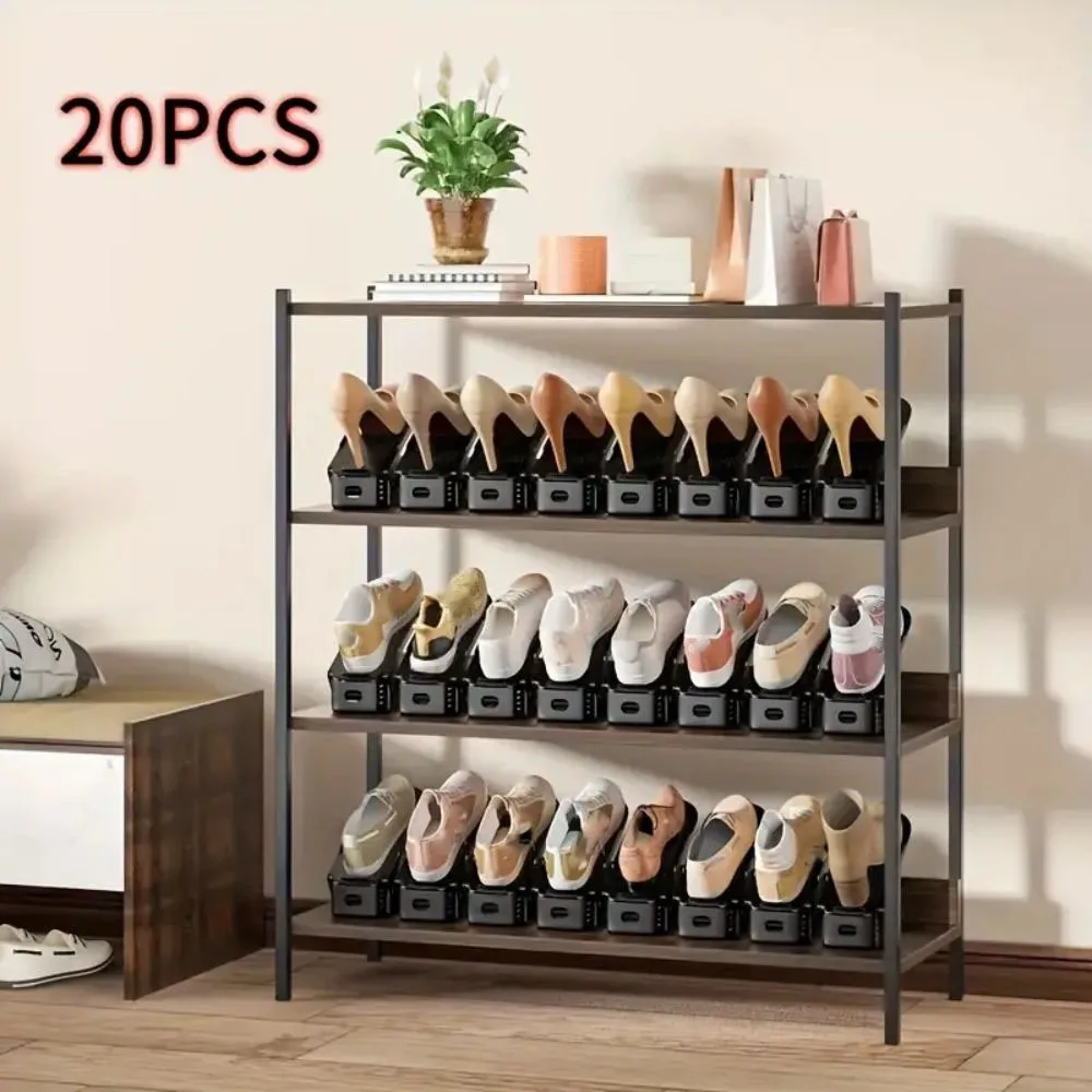 Shoe Slots Organizer Thickened Double Storage Layer Closet Organization Stacker No Assembly Required Rack Space Save shoe rack,shoe organizer 20pcs