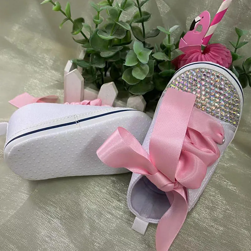 Dollbling Pearls Diamond Girly Toddle Sneakers Sparkle Baby Girl Crib Shoes Handmade Design Birthday Gift