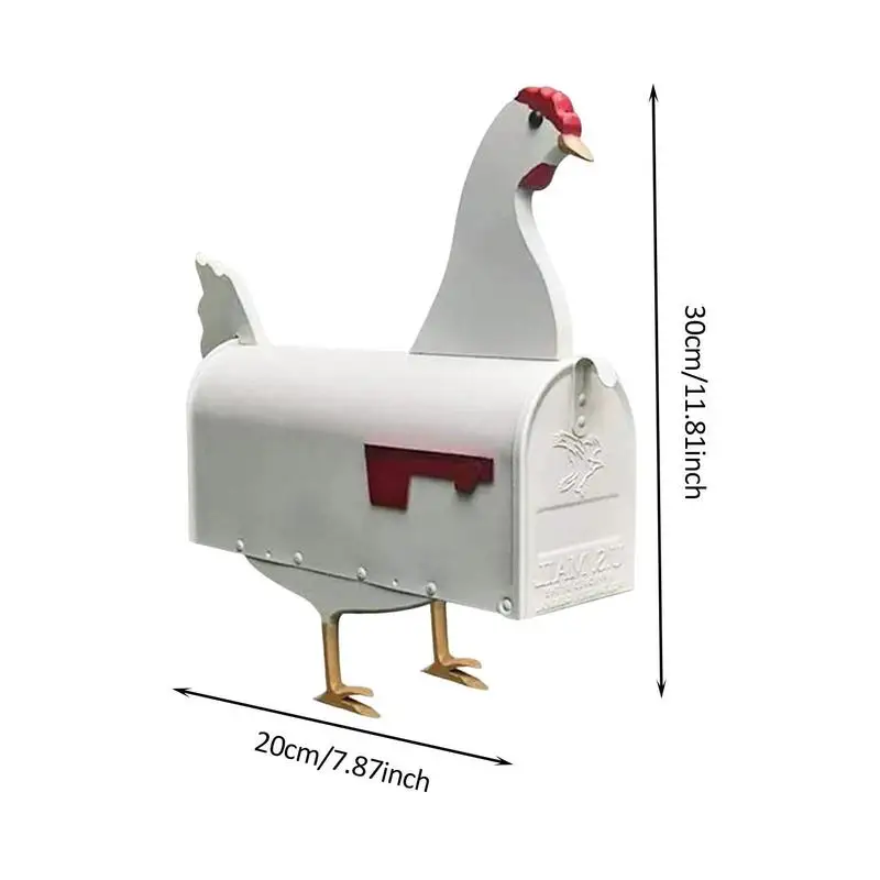 Chicken Shaped Mailbox Creative Iron Mailboxes For Outside Unique Mailbox Sculptures Cute Cock Shape For Garden Yard Decor