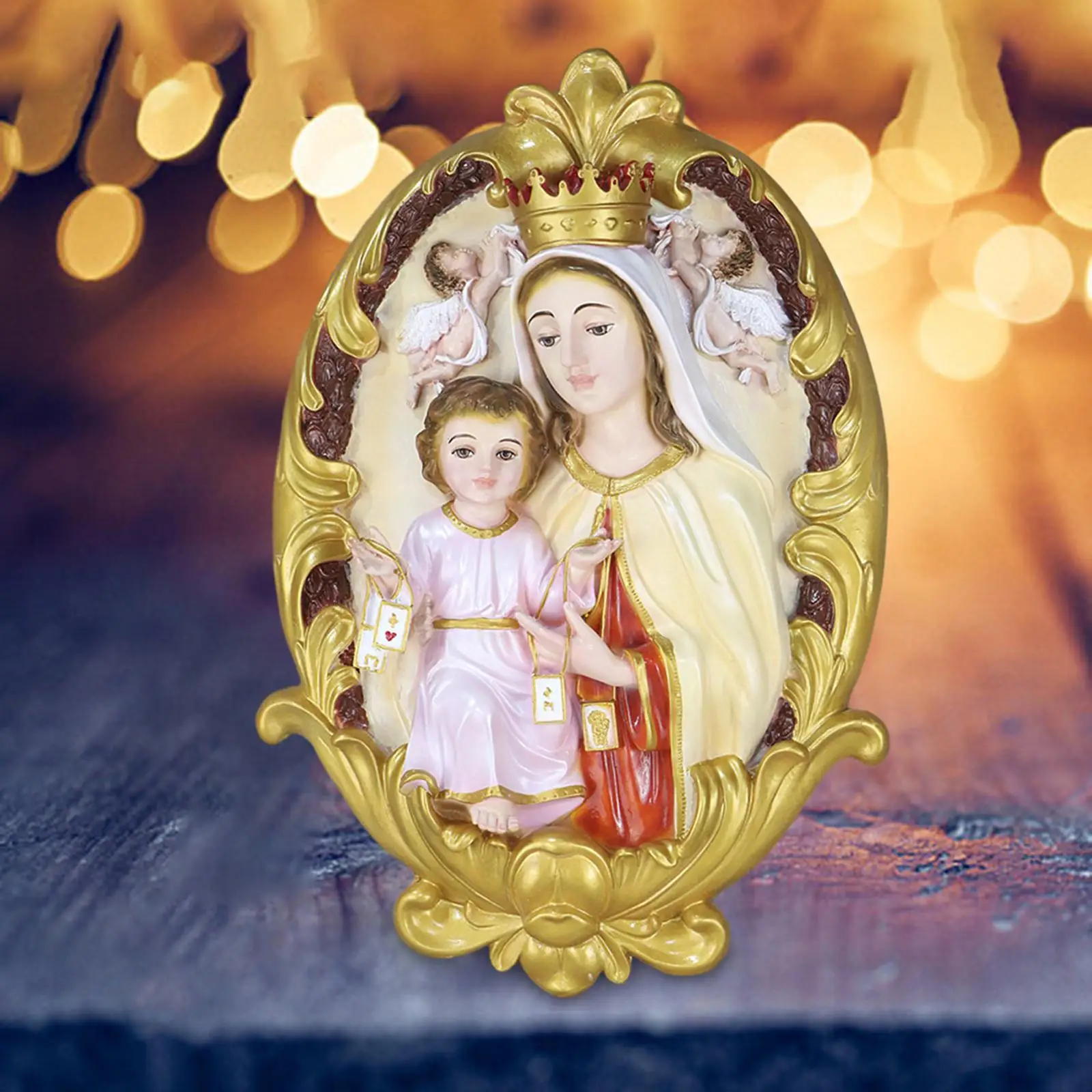 

Catholic Jesus Mother Mary Sculpture Xmas Present for Desktop Wall Fireplace