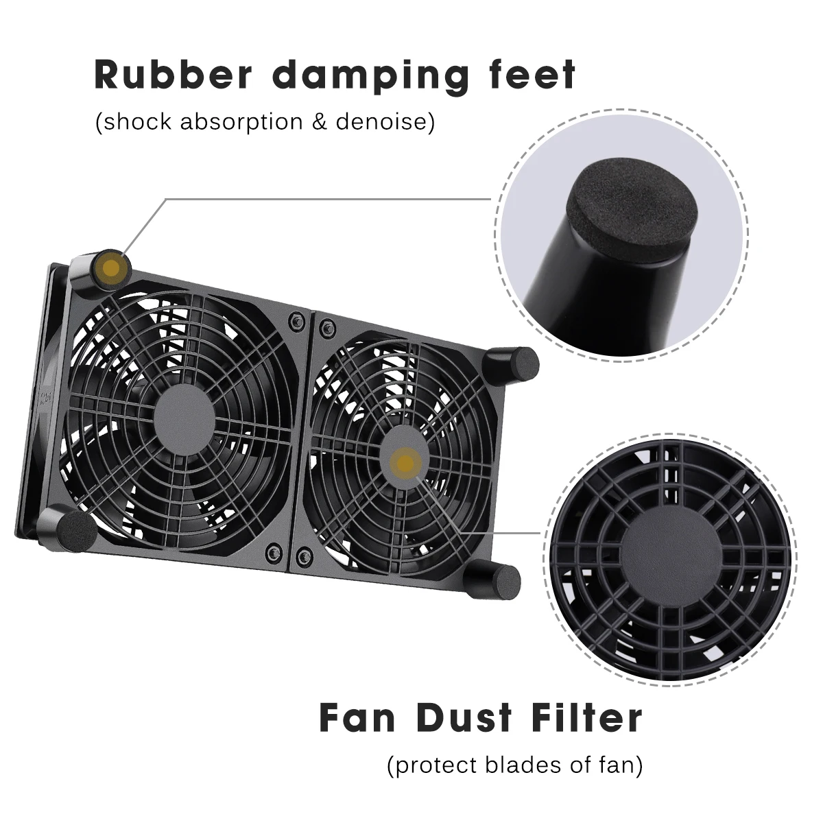 Gdstime-tv Box Cooler com Dupla Bola Usb dc 5v 80 mm 92 mm com Controlador e Rede de Proteção Ventilador de Refrigeração Desktop 120 mm 140 mm Diy - Imagem 3