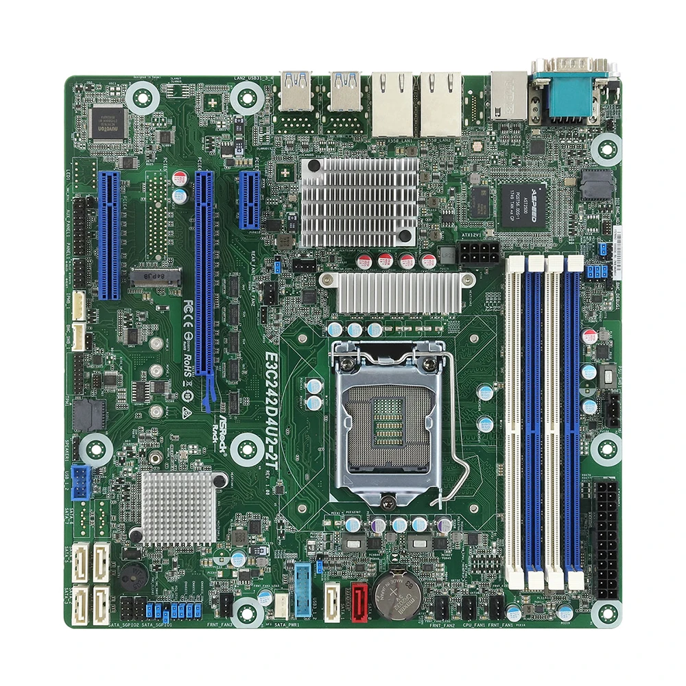 E3C242D4U2-2T Server Motherboard For ASRock Rack C242 LGA1151 DDR4 Support XeonE2100/E2200 High Quality 4 E3C242D4U2-2T Server Motherboard For ASRock Rack C242 LGA1151 DDR4 Support XeonE2100/E2200 High Quality - Image 2