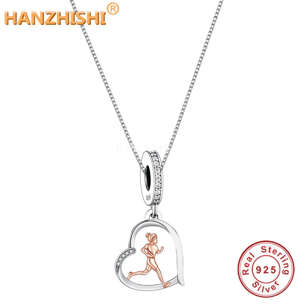 

New 925 Sterling Silver Running Girl Heart Pendant Necklace Jewellery Anniversary Birthday Gift for Mum Wife Girlfriend Child