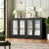 55.1" Large Sideboard Cabinet, Modern Sideboard Kitchen Cabinet with  Wood Coffee Bar Cabinet Buffet Table for Kitchen, Black 3