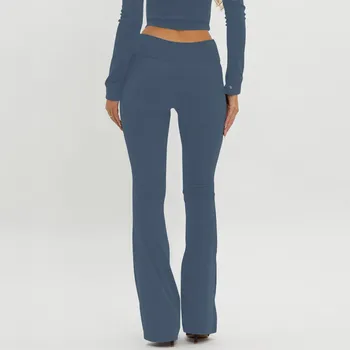 Women Casual Active Fit Pants Elastic High Waist Slim Fit Bootcut Pants Daily Running Exercise Yoga Line Splicing Trousers 5