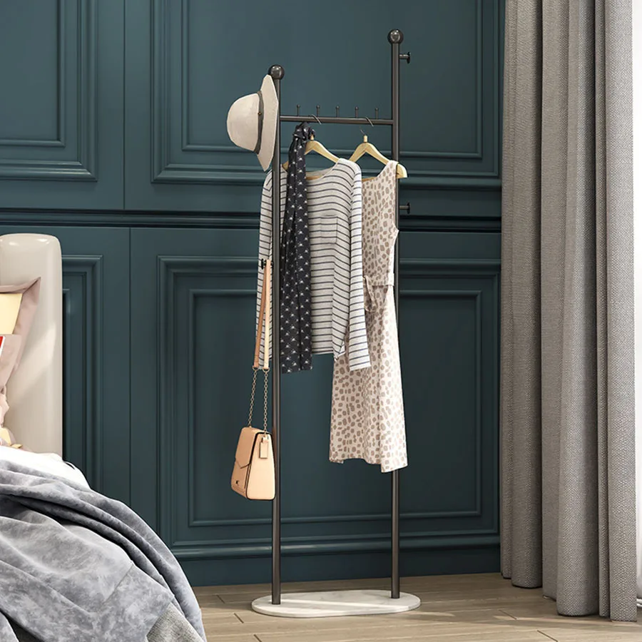 

Bedroom Cloth Racks Floor Free Standing Nordic Design Mobile Hat Holder Metal Clothes Hanger Moving Perchero Salon Furniture