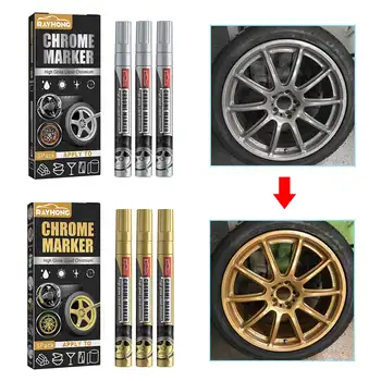 3 pezzi pennarello cromato pennarello permanente per pneumatici per auto bici pennarello per pneumatici pennarello per pneumatici pennarello per pneumatici in gomma pennarelli metallici