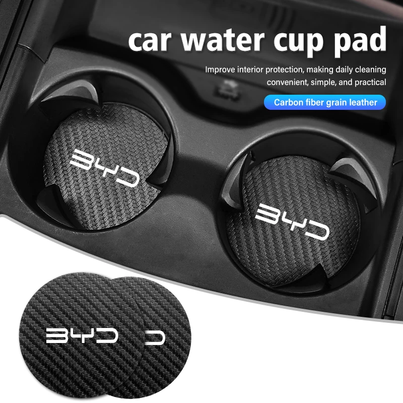 2Pcs Car Coaster Water Cup Bottle Holder Mat Auto Non-Slip Pad For BYD Atto 3 Act Tang Yuan Song Plus EV F0 Qin Han