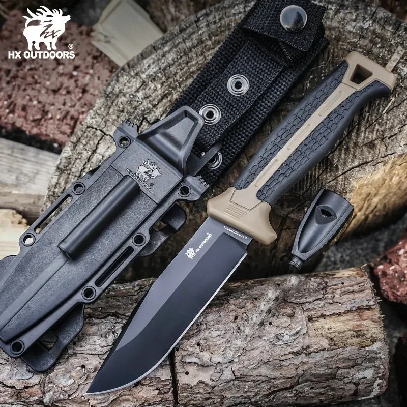 HX Outdoors D2 Blade With PP+TPR Handle Survival Knife Hunting Camping  Multifunctional knife 60Hrc Rescue Tool Dropshipping