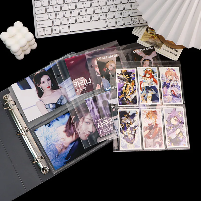 15 Sheets A5 3 Ring Photocard Kpop Binder Pages 1 2 4 6 Pocket PVC Free  Photo Album Plastic Sleeves 10x15 6x4 Postcard Protector - AliExpress 15