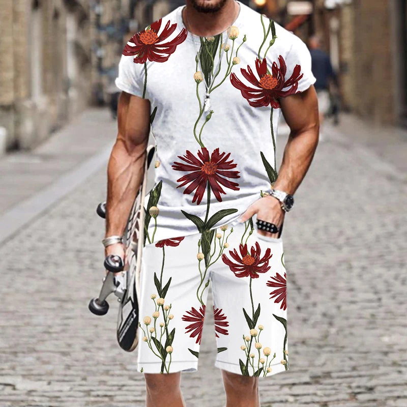 

Men's T-shirt Set 2022 New Beach 3D Printed Short Sleeve Sportswear Harajuku Funny Luxury Street Fashion Hot O Neck Summer Tops