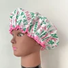 Alpha pink and white shower cap features organization name and feminine Greek letters. 3