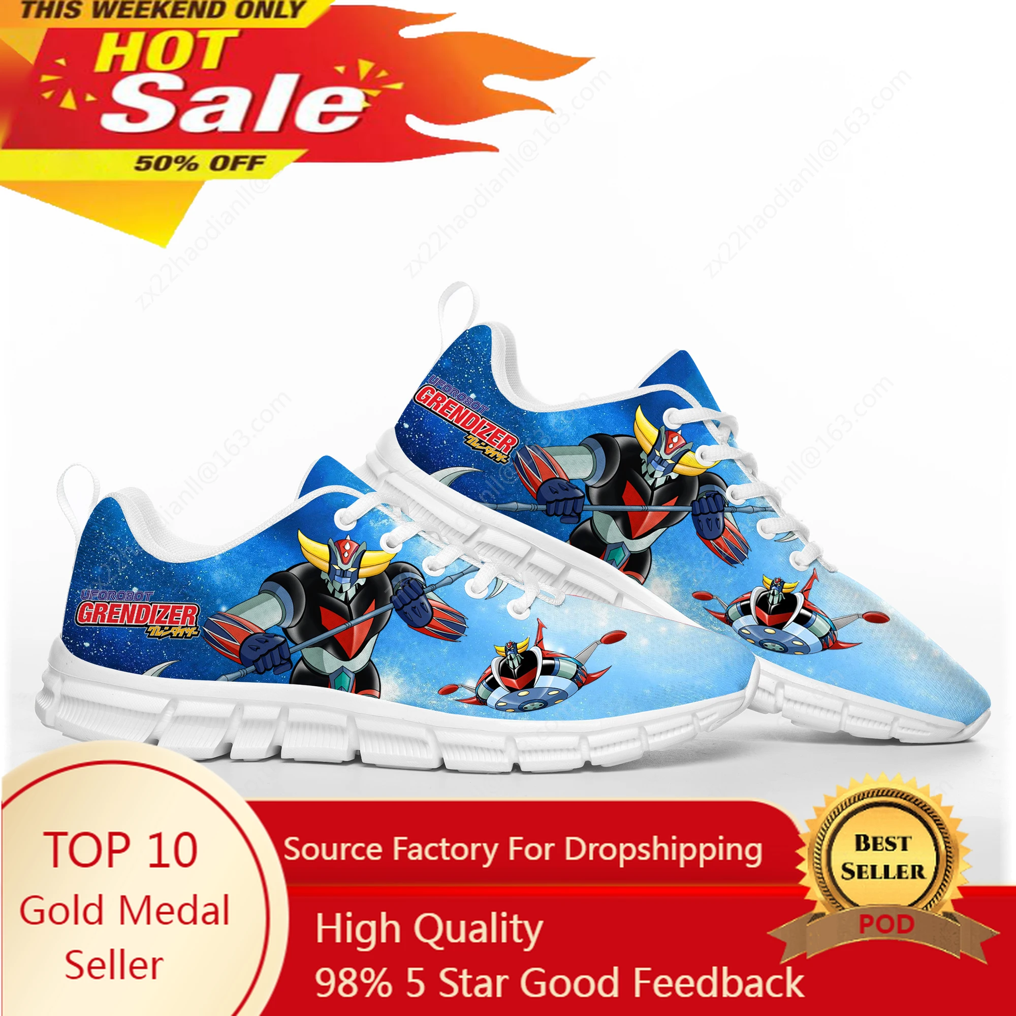 Hot Cartoon UFO Robot Grendizer Anime Sports Shoes Mens Womens Teenager Kids Children Sneakers Custom High Quality Couple Shoe