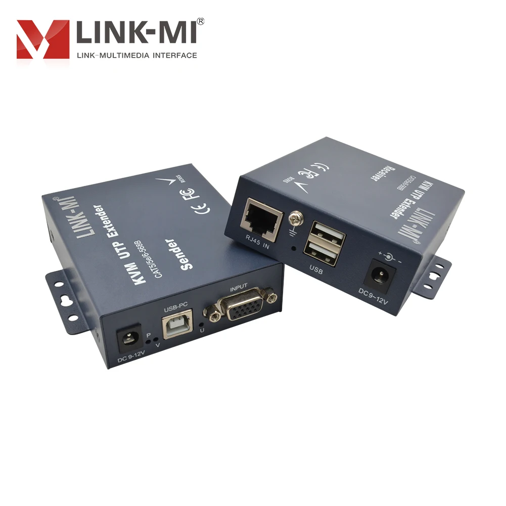 LINK-MI 300m VGA KVM Extender with USB 100m 200m Over Single UTP RJ45 Cat5e/6 Cable Support remote keyboard mouse KVM Extender
