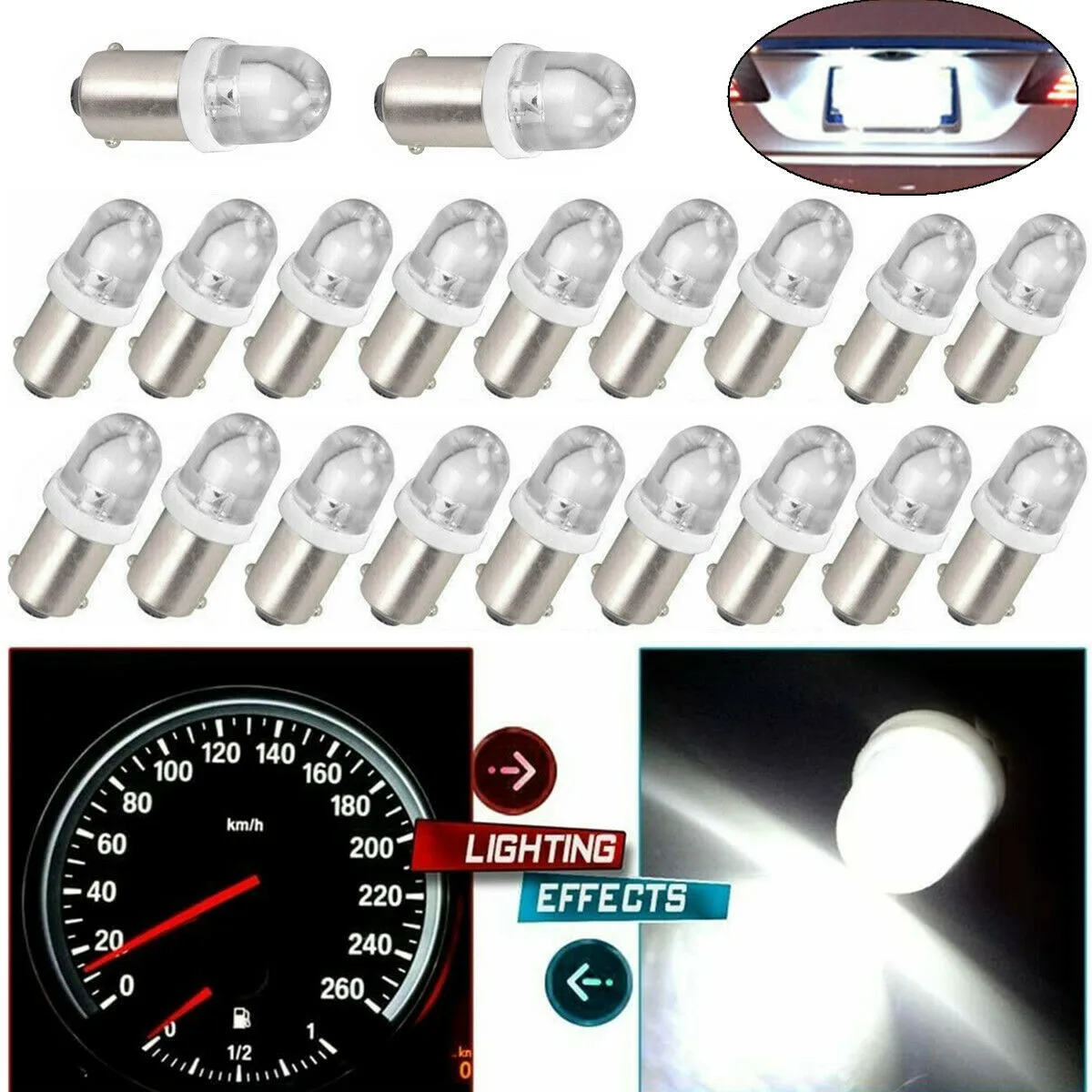 

20Pcs White BA9S 8000K Instrument Panel Gauge Dash LED Light Bulbs 1815 1816 182 Car Accessories High-quality Reading Lights