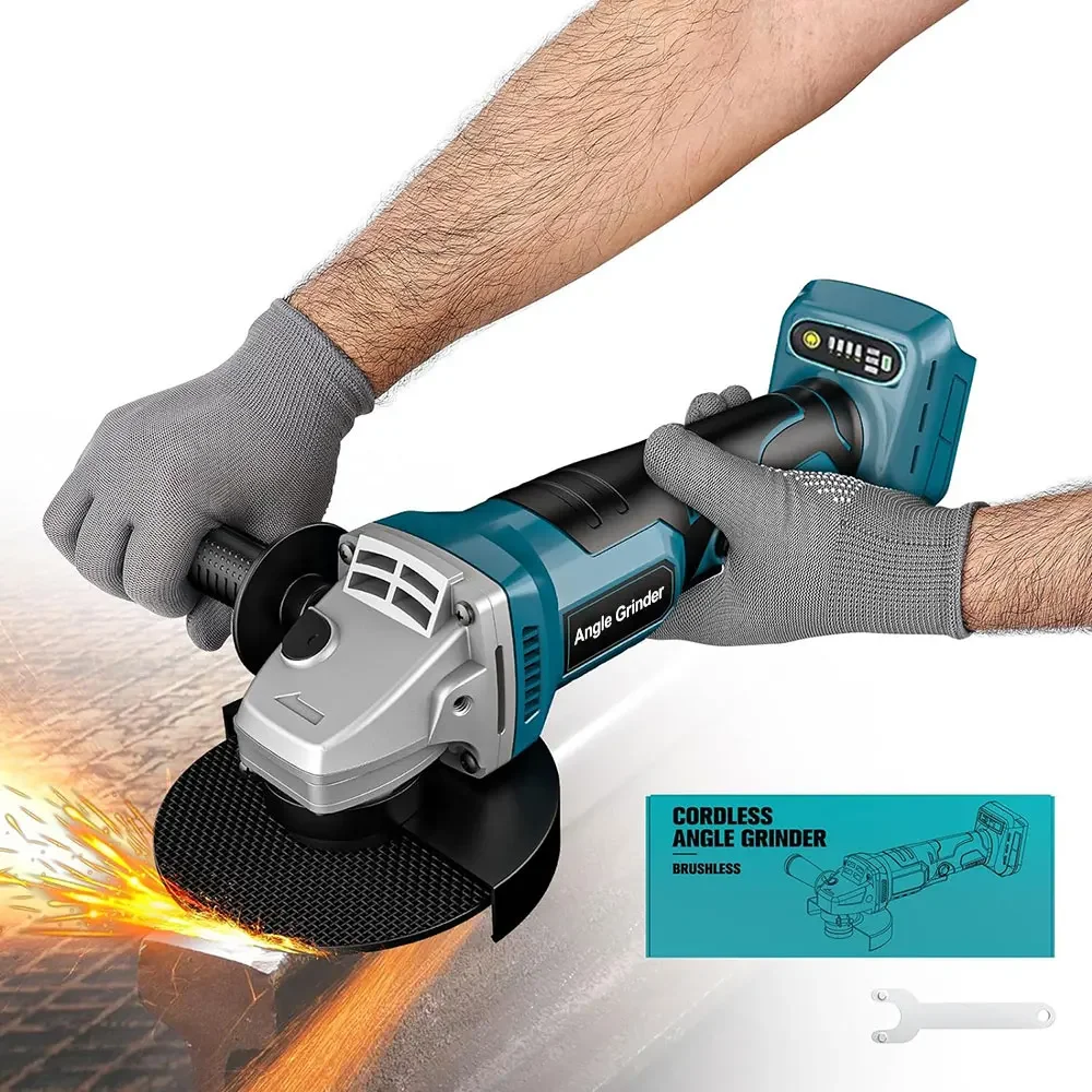 

Brushless Cordless Electric Angle Grinder 100/125mm 1000W 4 Variable Speed Wood Metal Cutting Grinding Machine