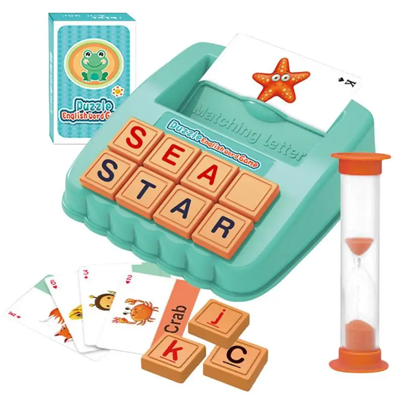 

Spelling Games Toy With Hourglass Timer Early Educational Learning English Alphabet Letters Card Match Toy Game For Kids Age 3+