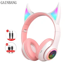 

GAINBANG SNT-25 Glowing Wireless Headphones Over-head Stereo Bass Earphones With Noise Reduction Microphone Headsets For PC