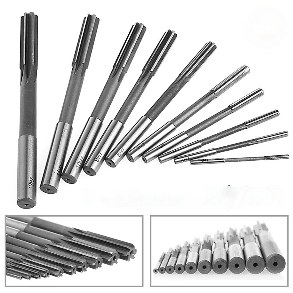 

8/9/10pcs/Lot HSS Machine Reamers Milling Cutter 3/4/5/6/7/8/9/10/11/12mm Straight Shank Cutting Reamer Tools Hole Drilling Set
