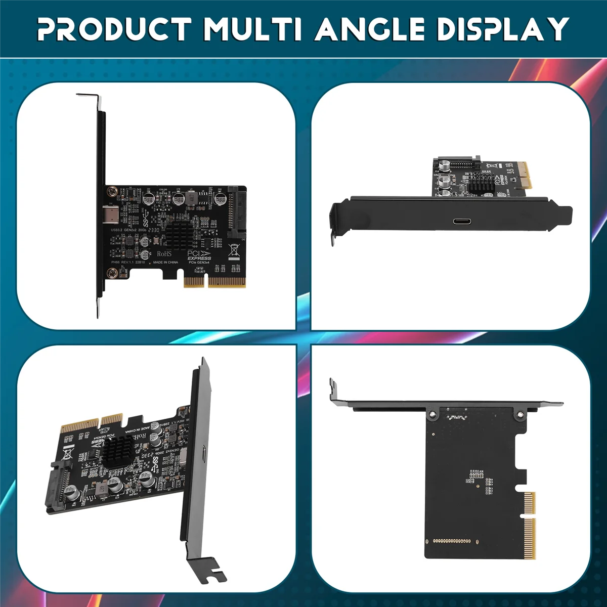 Windows 8/10/Linux용 최신 USB PCIE 카드 유형 C PCI-Express 4X - USB 3.2 Gen 2X2(20Gbps) ASM3242 칩셋