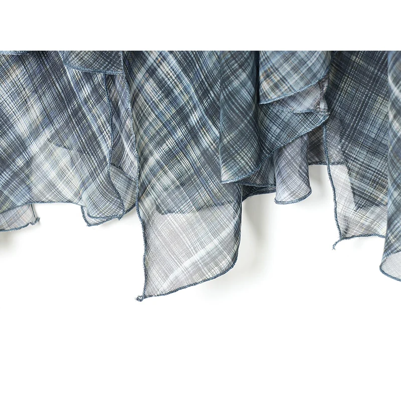 Winter New 2025 Pleated Decorative Asymmetric Hem Plaid Midi Skirt Women's Casual High WaistStreetwear Midi Skirts ﻿