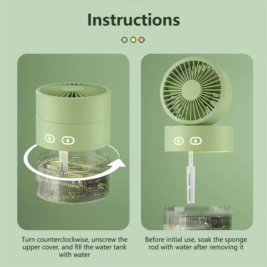 

Fan Desktop Plastic Water Mist Fans Night Light Household Appliances
