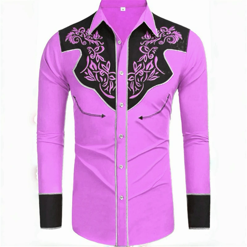 20-color men's long-sleeved shirt retro western denim big size loose cardigan casual soft fabric denim shirt long sleeved shirt