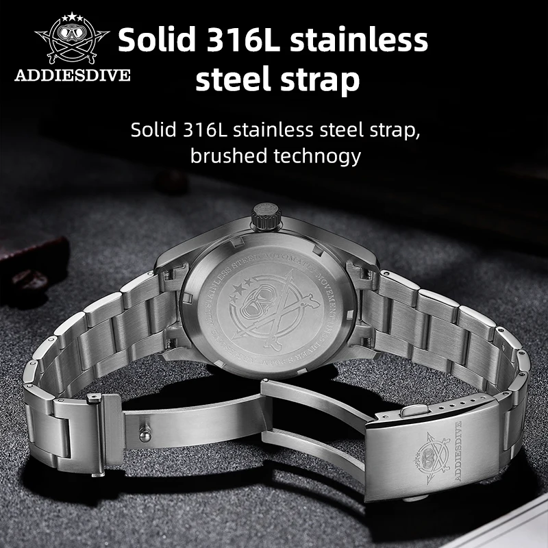 Mechanical Watch Men Sapphire NH35 Automatic 39mm Sunburst Dial Retro Luminous 200m Waterproof