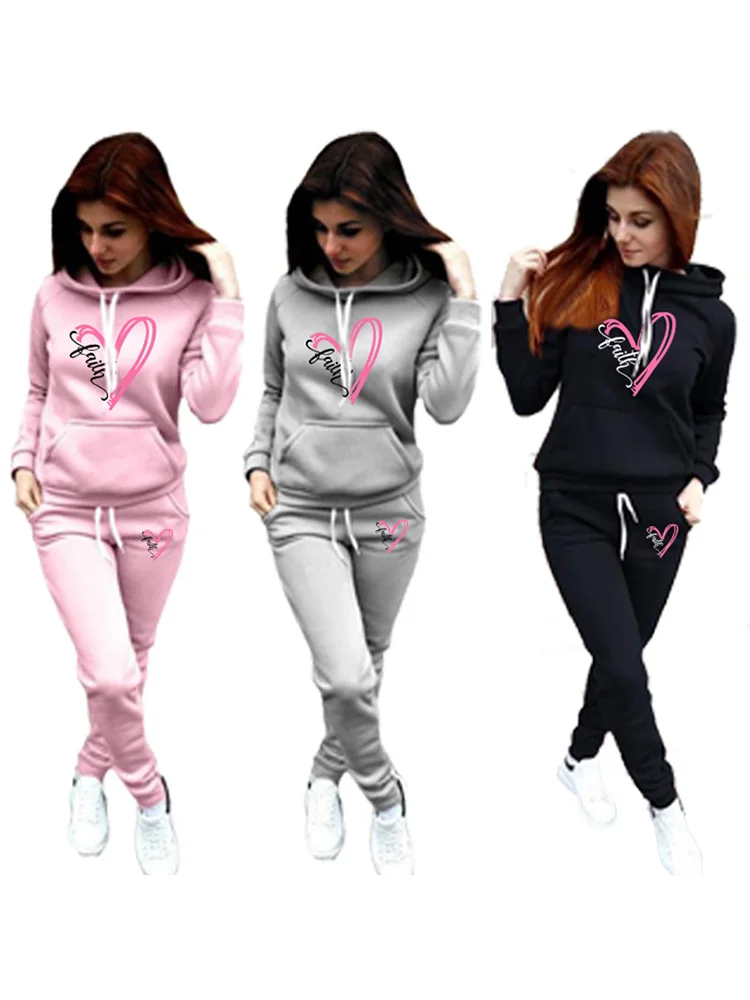 Women's Fashion Love Print Hoodies Jogging Suit Hooded Sweatshirts+Long Pants Casual Tracksuits Women's hooded Sweatshirt set tokyo revengers sweater pants suit anime cosplay couple oversized hoodies and sweatpants set hooded sweatshirts tracksuits top