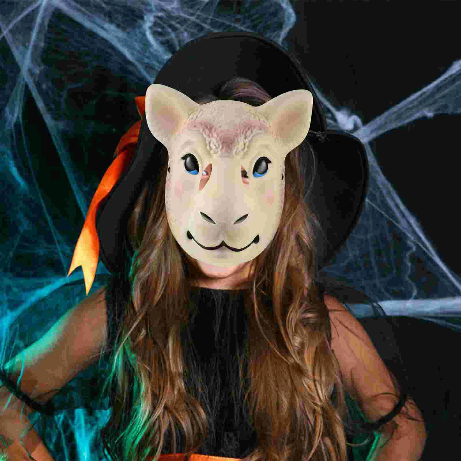 Sheep Mask Cosplay Decorative Mask Halloween Mask Simulation Sheep Head Mask Fancy Dress Up Halloween Adult Costume Mask
