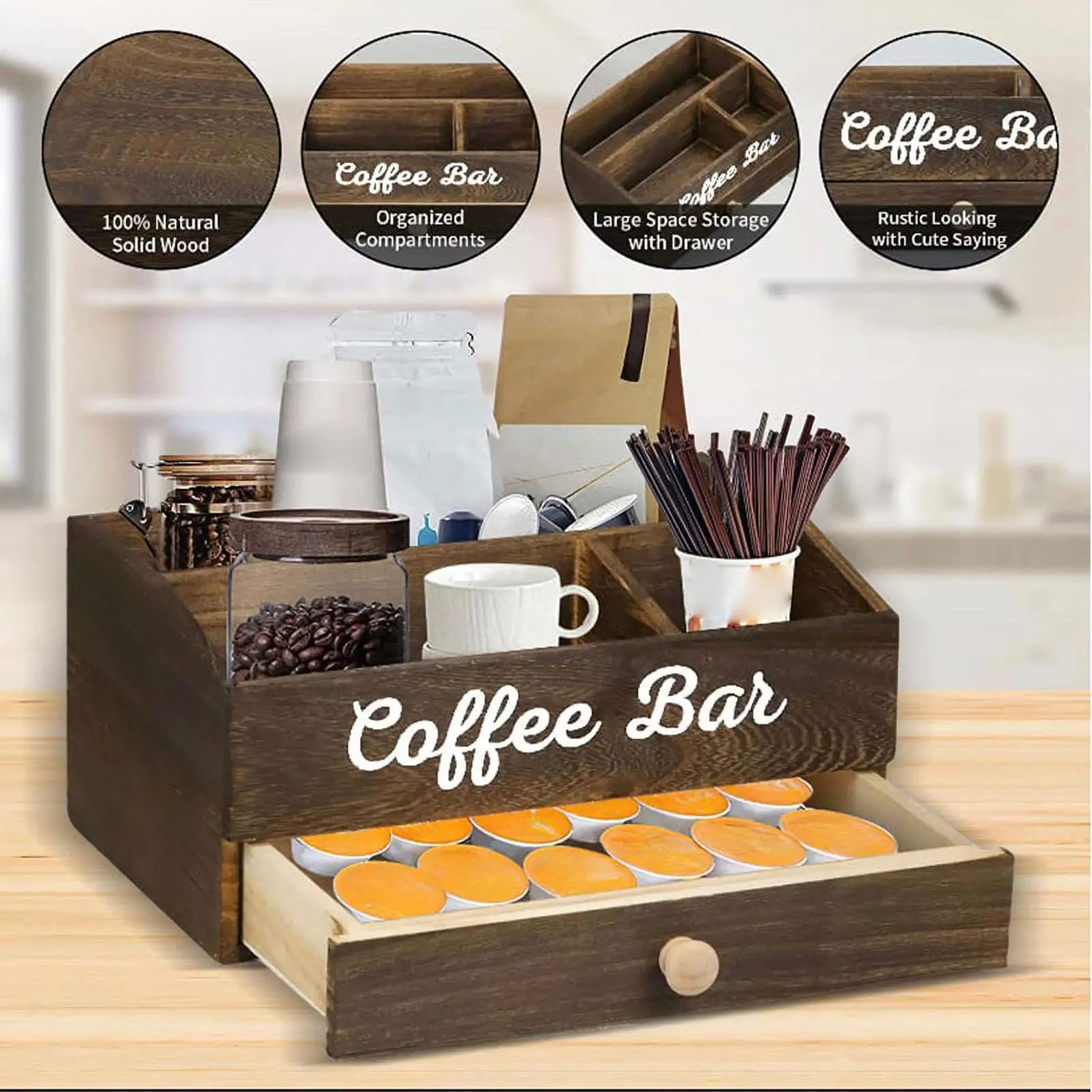 Coffee Station Organizer Portable Countertop Organizer for Cafe Office Home 4