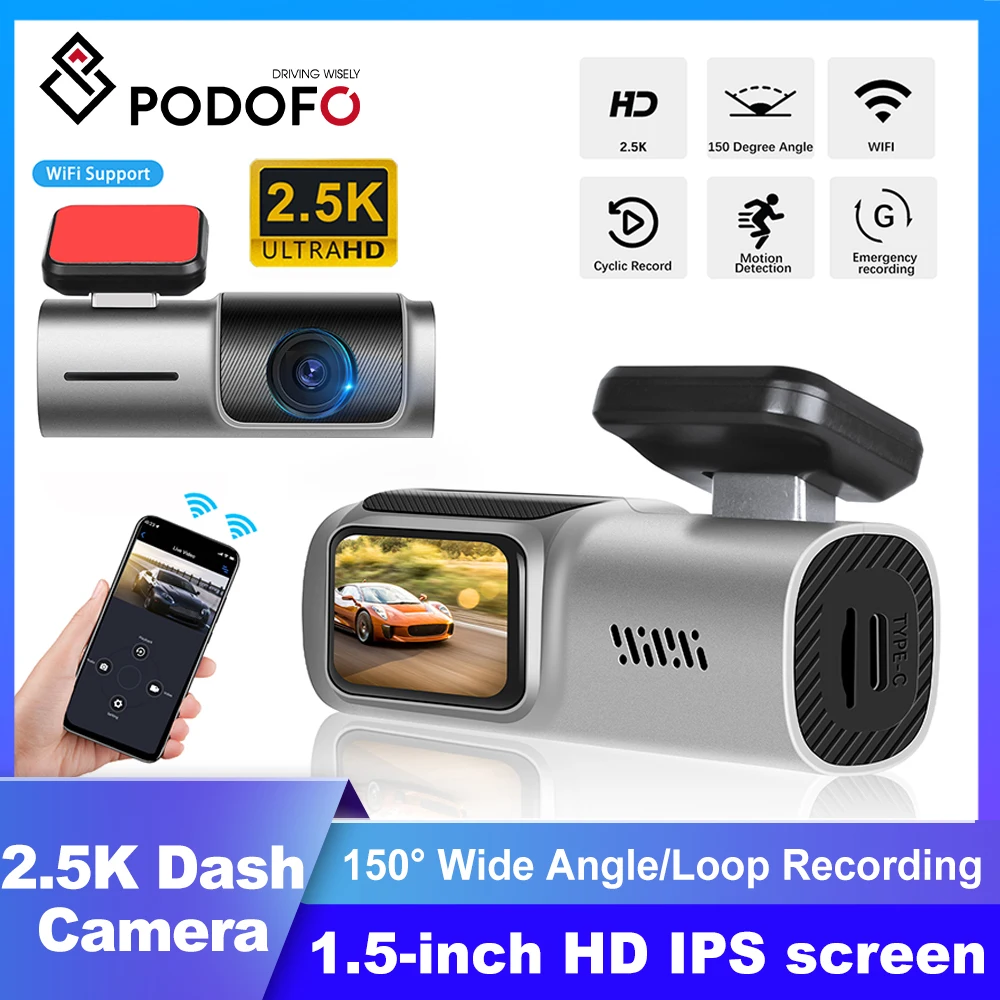 

Автомобильный видеорегистратор Podofo 2K, 128 ГБ, датчик гравитации, видеорегистратор, Wi-Fi, беспроводная передача, MicraphPower, динамик, автомобильное стерео радио