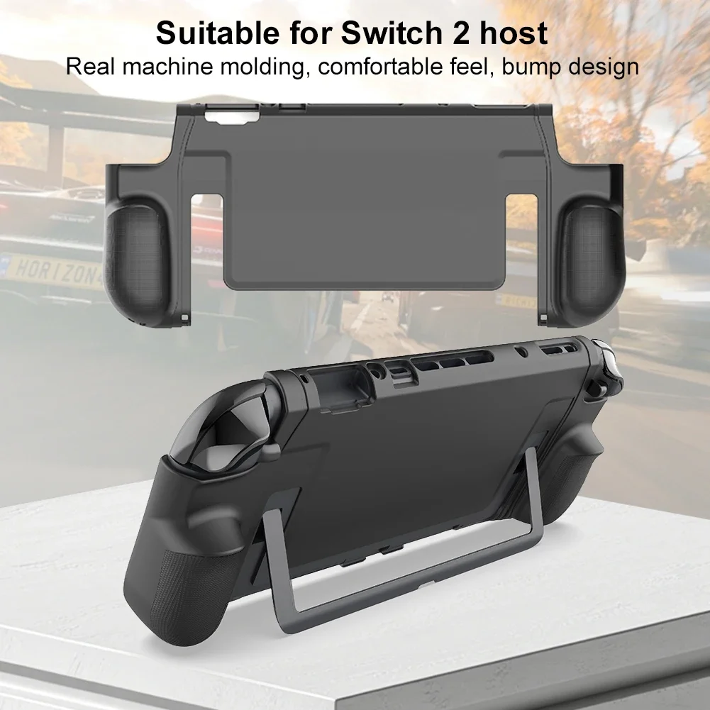 TPU Case for Nintendo Switch 2 Protective Case Sleeve Shockproof for Switch 2 Ergonomic Handle Grip Cover with Stand