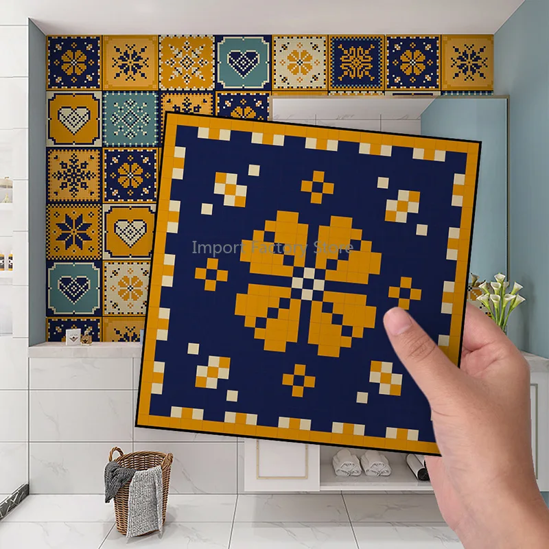 

10PCS Self-adhesive Bathroom Wall Decoration Waterproof Flower Tiles Bathroom KitchenRenovationRemovableWallStickersTileStickers