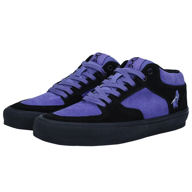 Joiints Skateboarding Shoes Sports Shoes Purple Skateboarding Shoes for Men Athletic Sneaker Mid Top Anti-slip Casual Soft Leather Lace-up Breathable Tennis