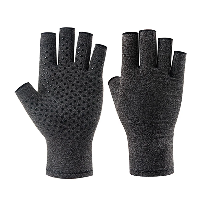 1 Pair Compression Arthritis Gloves Rehabilitation Fingerless Mittens Nonslip Cycling Sports Wrist Support Wristband S/M/L/XL 6