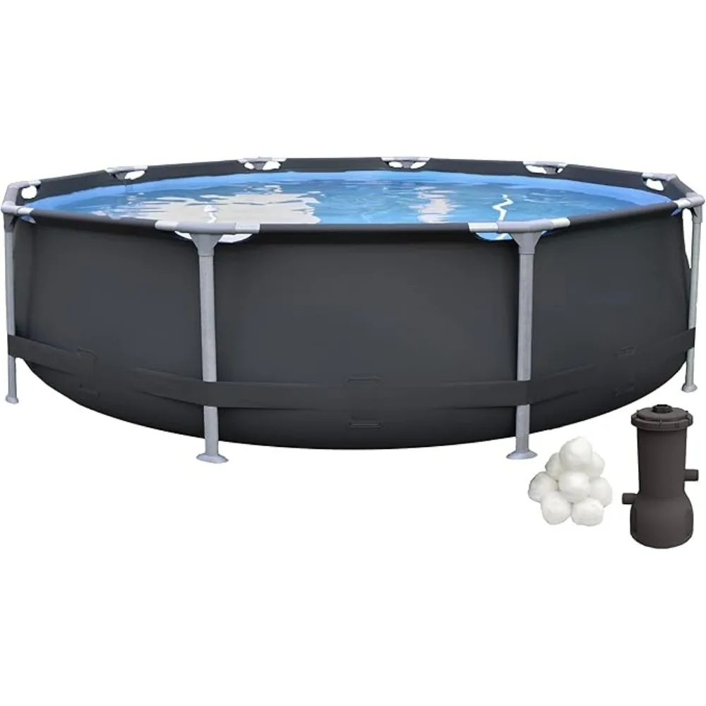 

Swimming Pool, Fiberglass Frame Backyard Above Ground Swimming Pool with 530-Gallon Filtration Pump