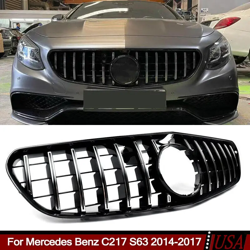 

GT передняя решетка хромированный + черный для Mercedes C217 S63 S65 AMG Coupe 2014-2017