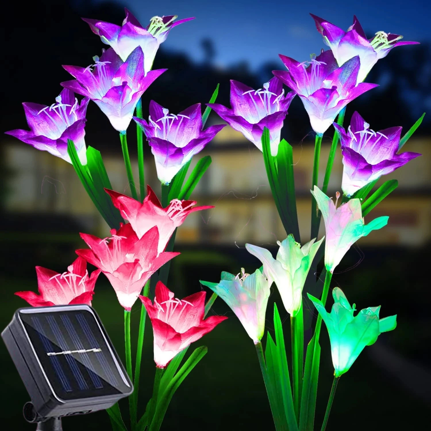 

Solar Garden Lights Outdoor Led Light Multi-Color Changing Lily Solar Flower Lights for Patio Yard Garden Christmas Decoration