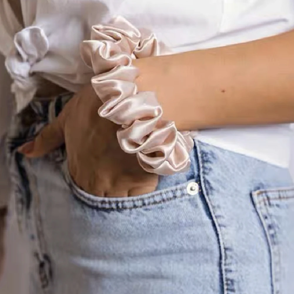 3 Stück 100 % natürliche Seide Damen Haargummis Hochwertige Haargummis (19 Momme) Damen Große Haarbänder Haarschmuck – Detail 11